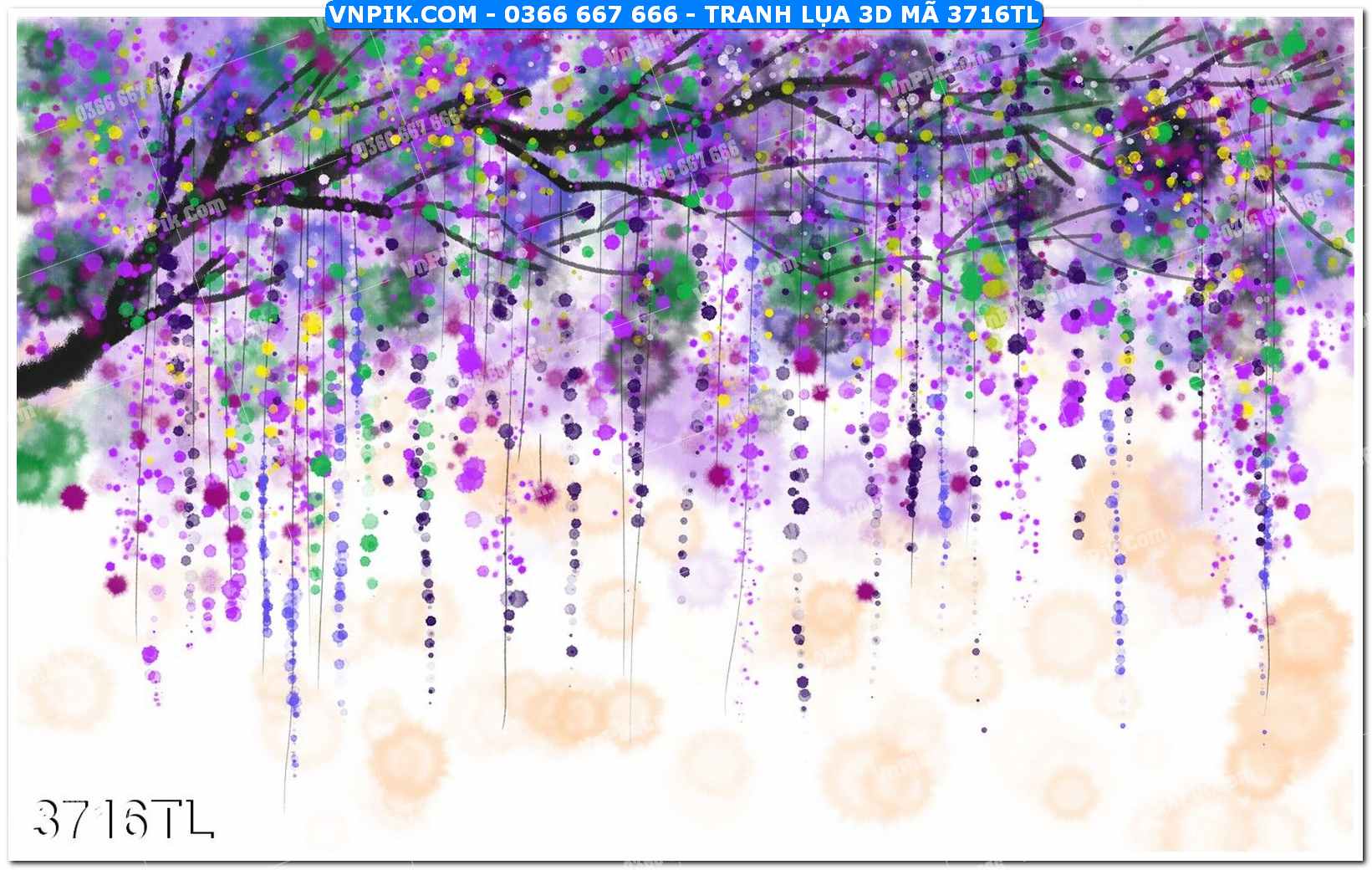 Tranh lụa 3D – Tranh trang trí dán tường 3716TL