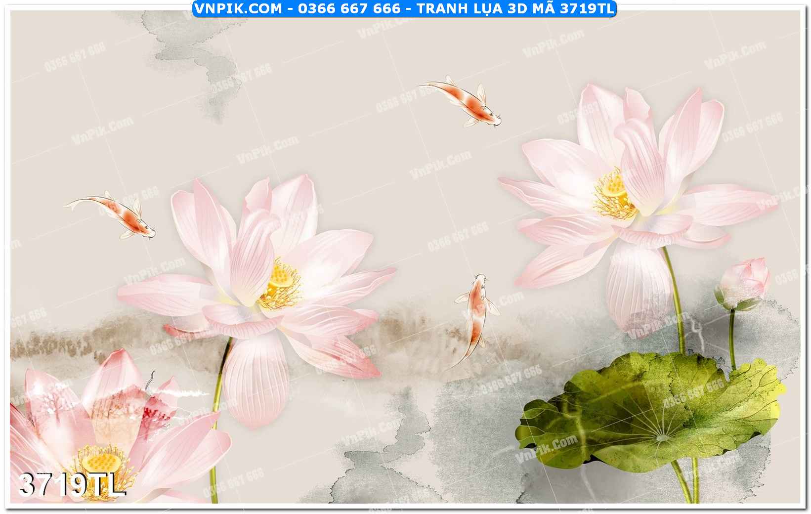 Tranh lụa 3D – Tranh trang trí dán tường 3719TL