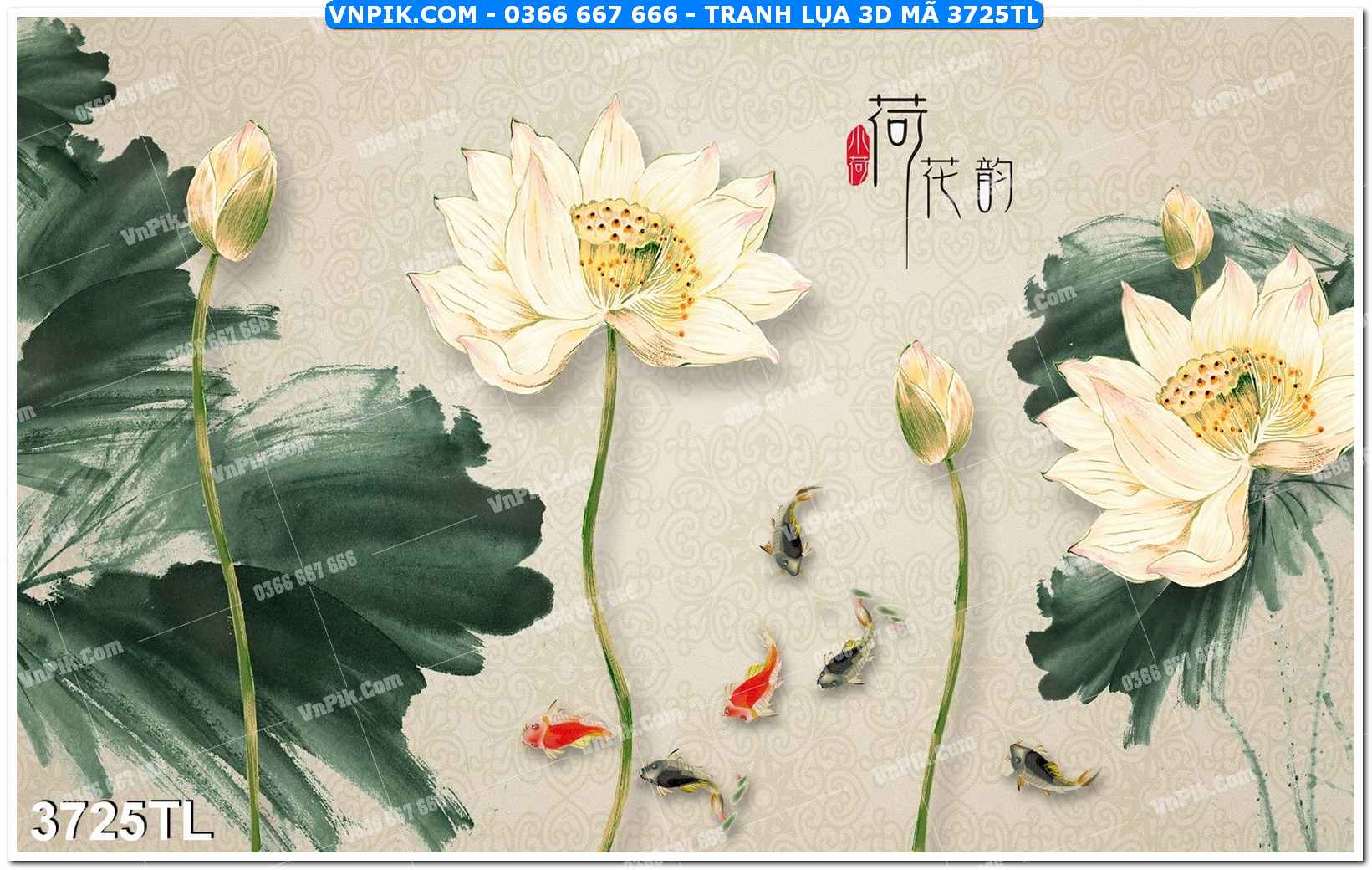 Tranh lụa 3D – Tranh trang trí dán tường 3725TL