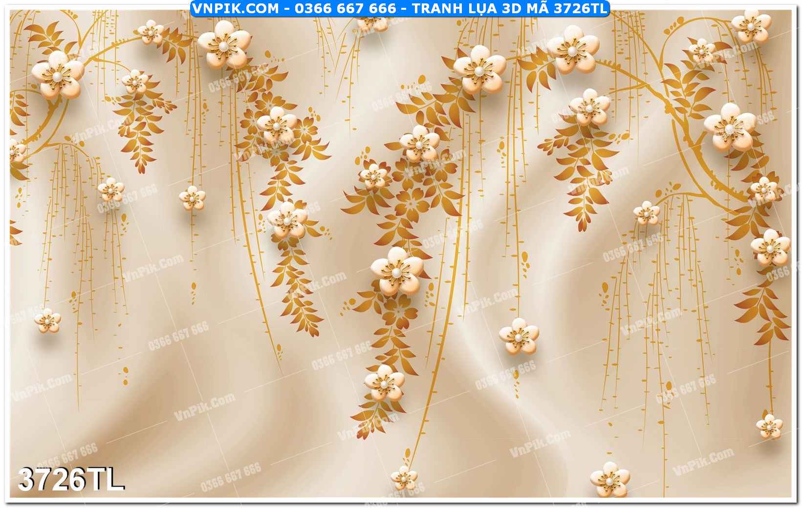 Tranh lụa 3D – Tranh trang trí dán tường 3726TL