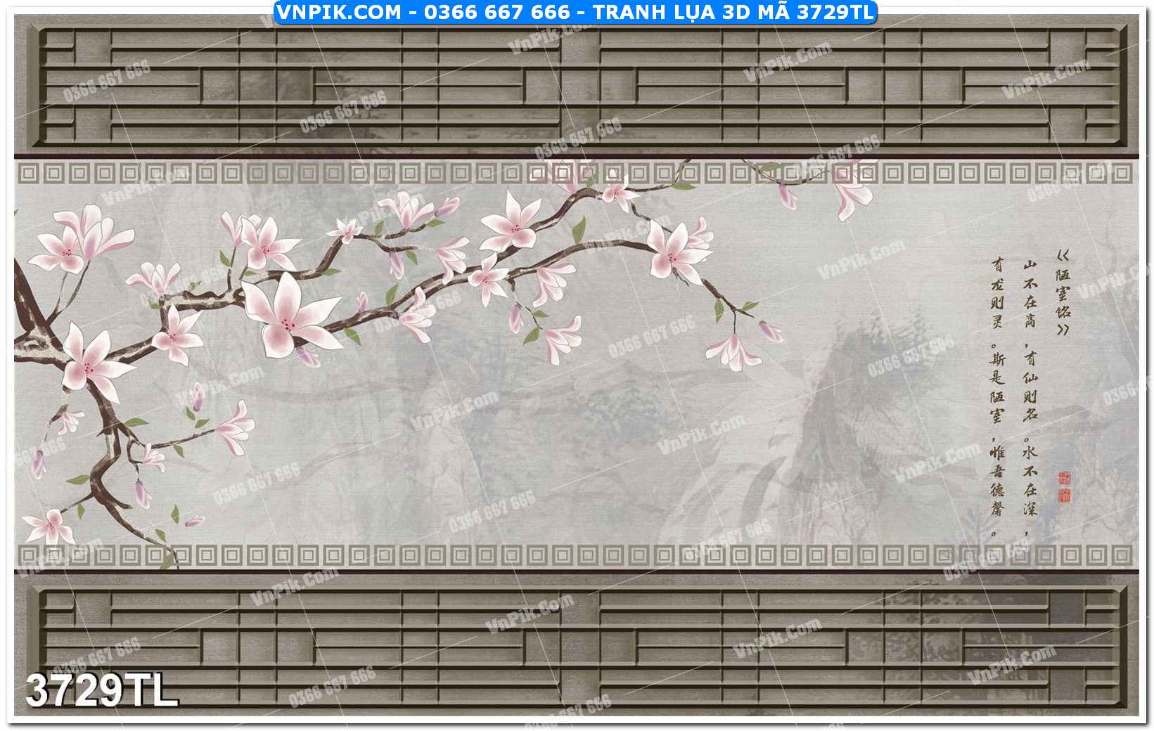 Tranh lụa 3D – Tranh trang trí dán tường 3729TL