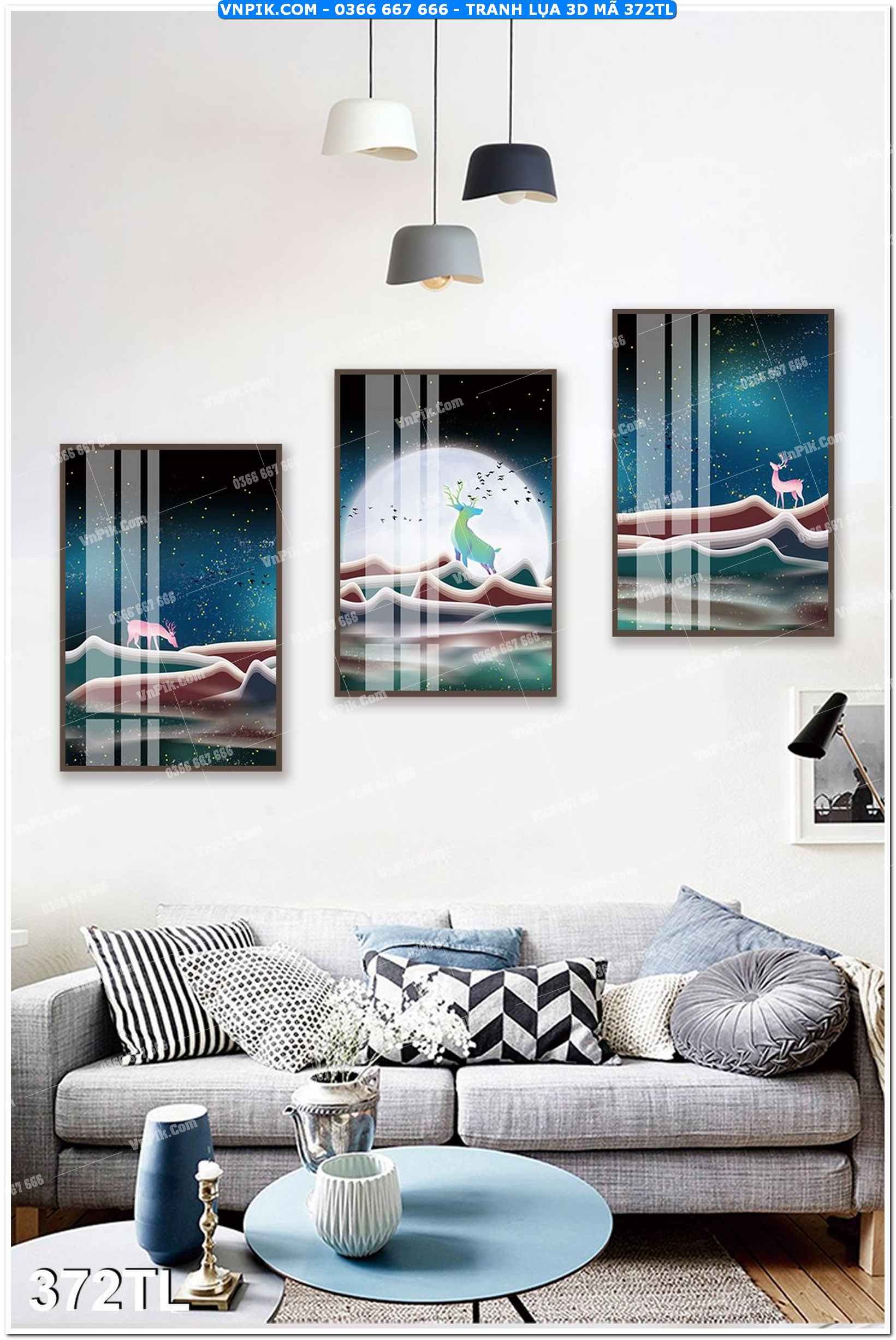 Tranh lụa 3D – Tranh trang trí dán tường 372TL