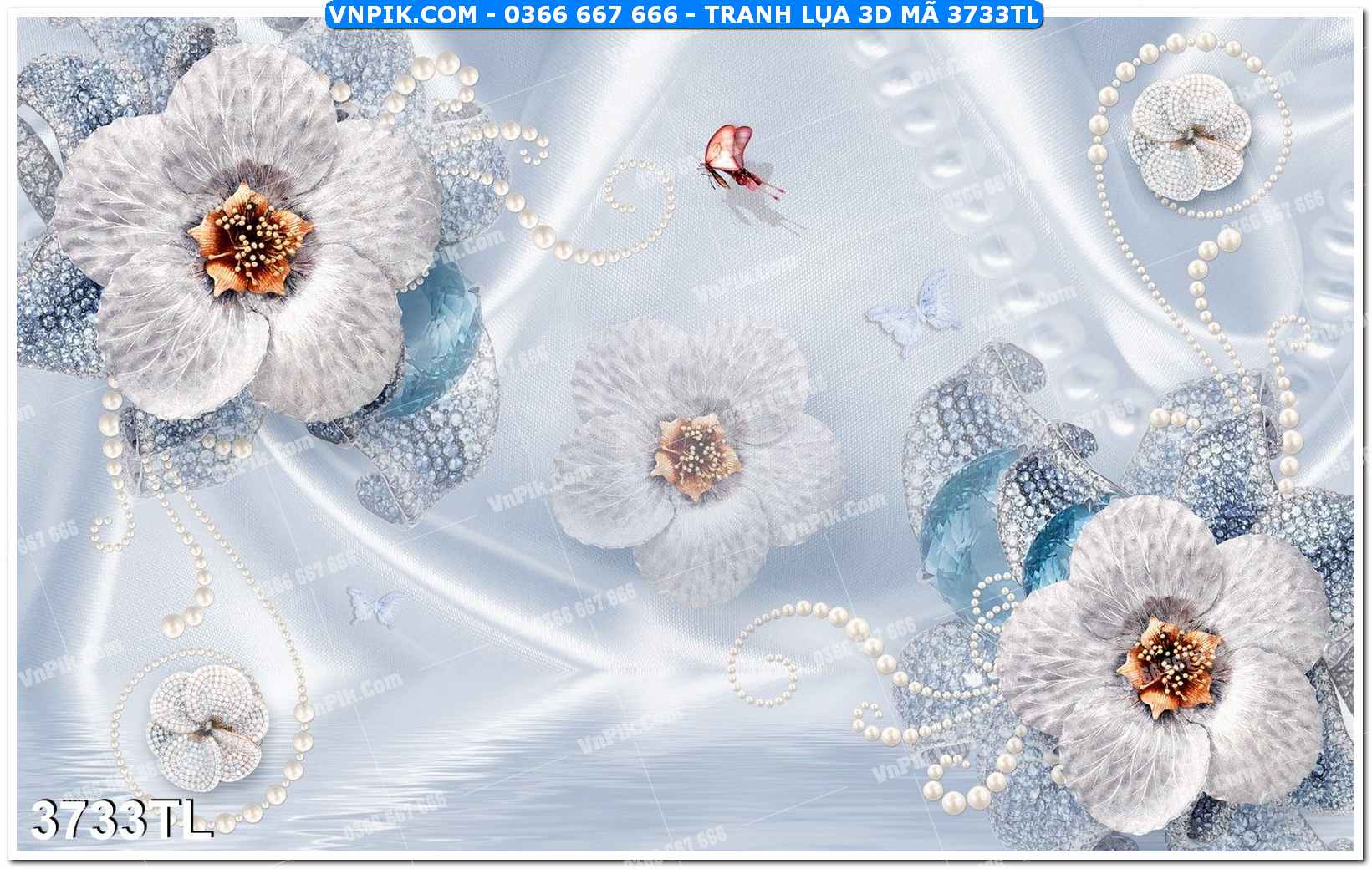 Tranh lụa 3D – Tranh trang trí dán tường 3733TL