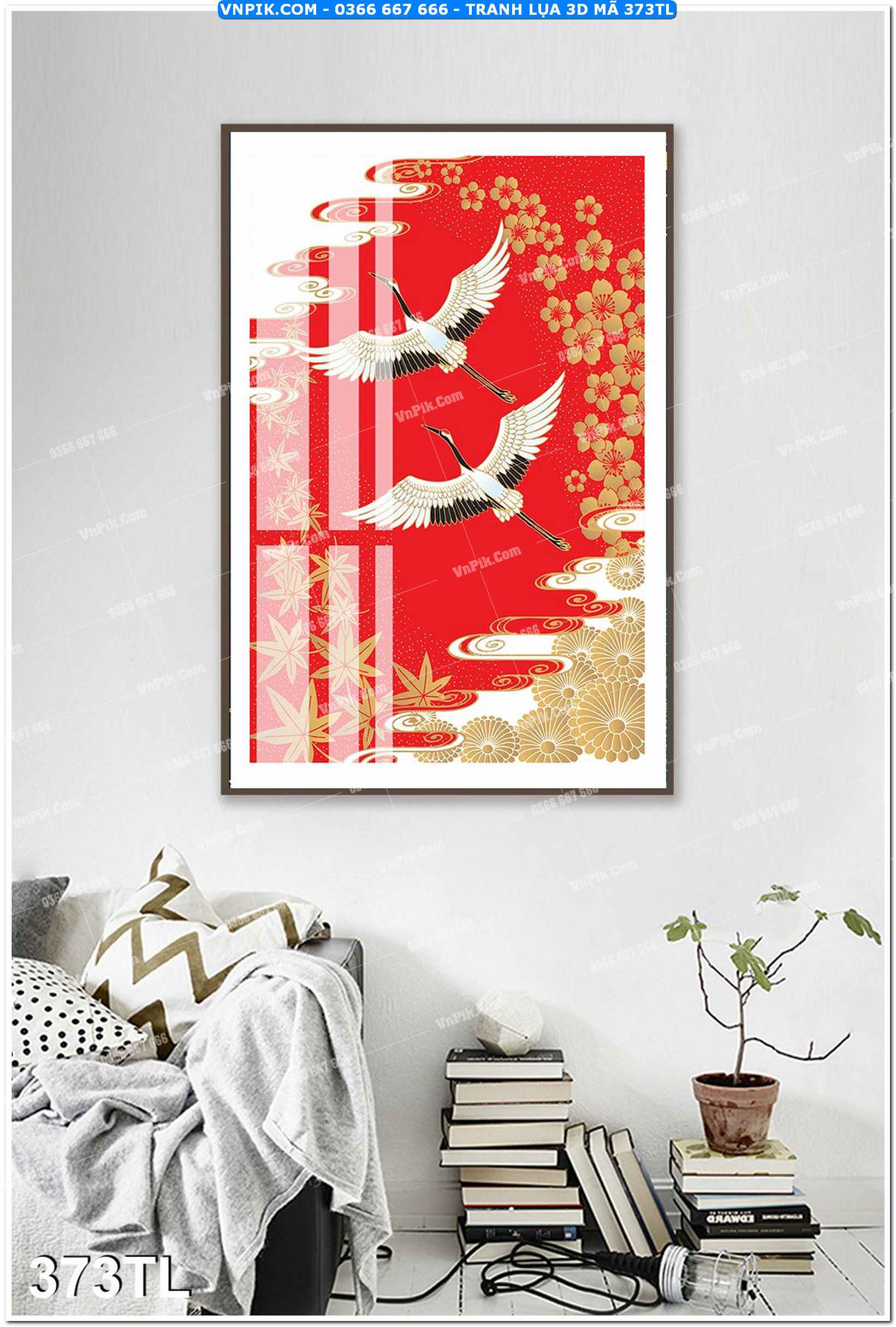 Tranh lụa 3D – Tranh trang trí dán tường 373TL