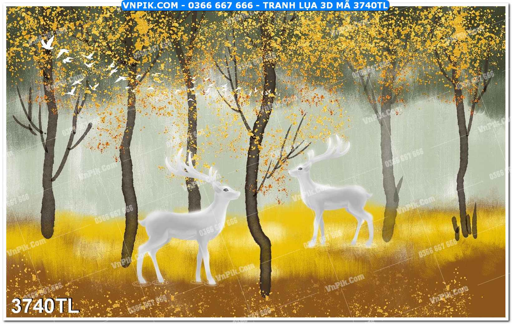 Tranh lụa 3D – Tranh trang trí dán tường 3740TL