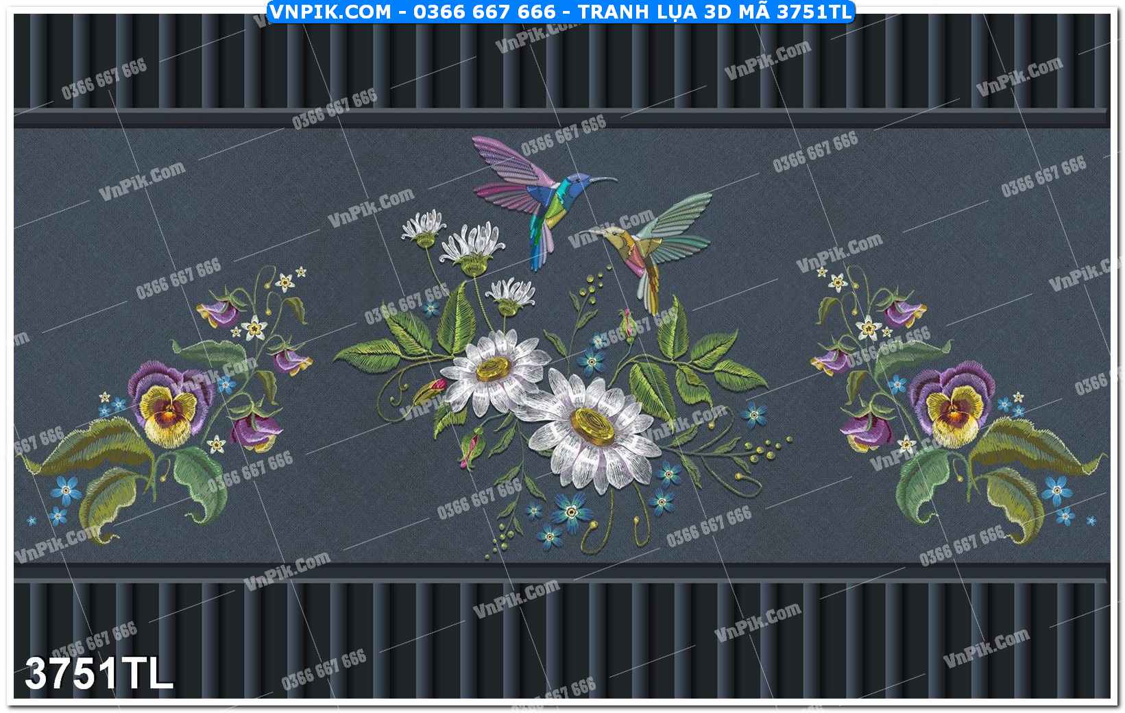 Tranh lụa 3D – Tranh trang trí dán tường 3751TL