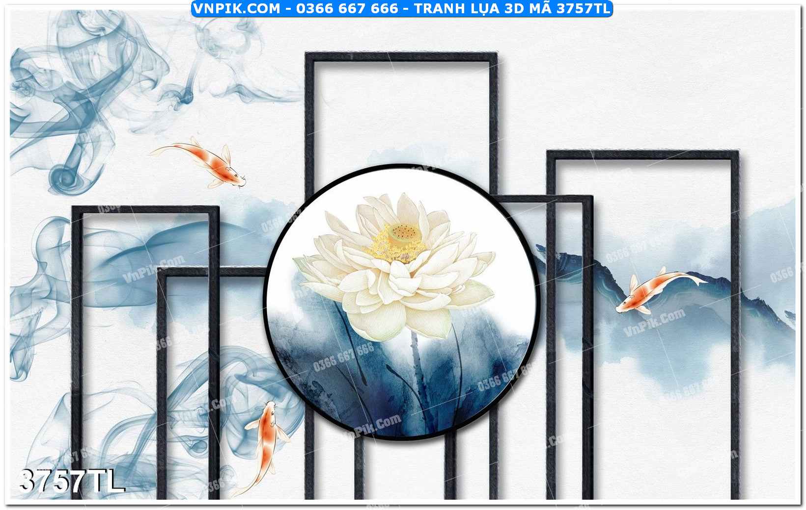 Tranh lụa 3D – Tranh trang trí dán tường 3757TL