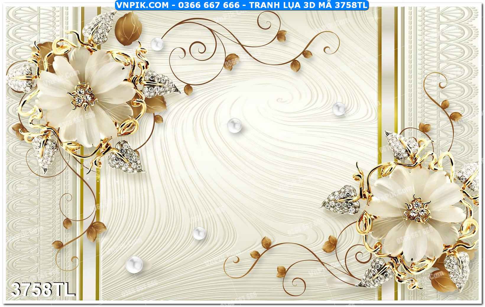 Tranh lụa 3D – Tranh trang trí dán tường 3758TL