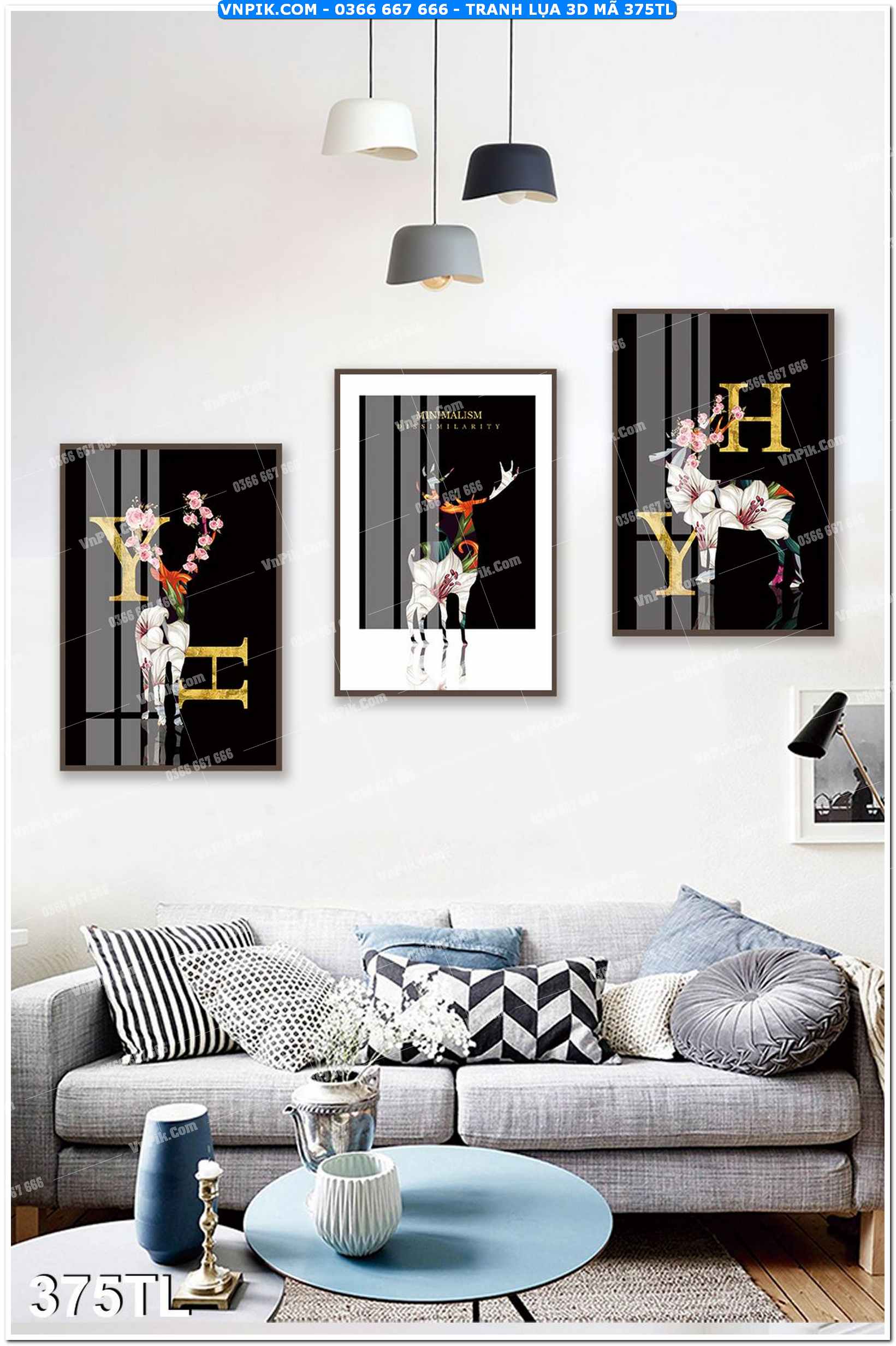 Tranh lụa 3D – Tranh trang trí dán tường 375TL