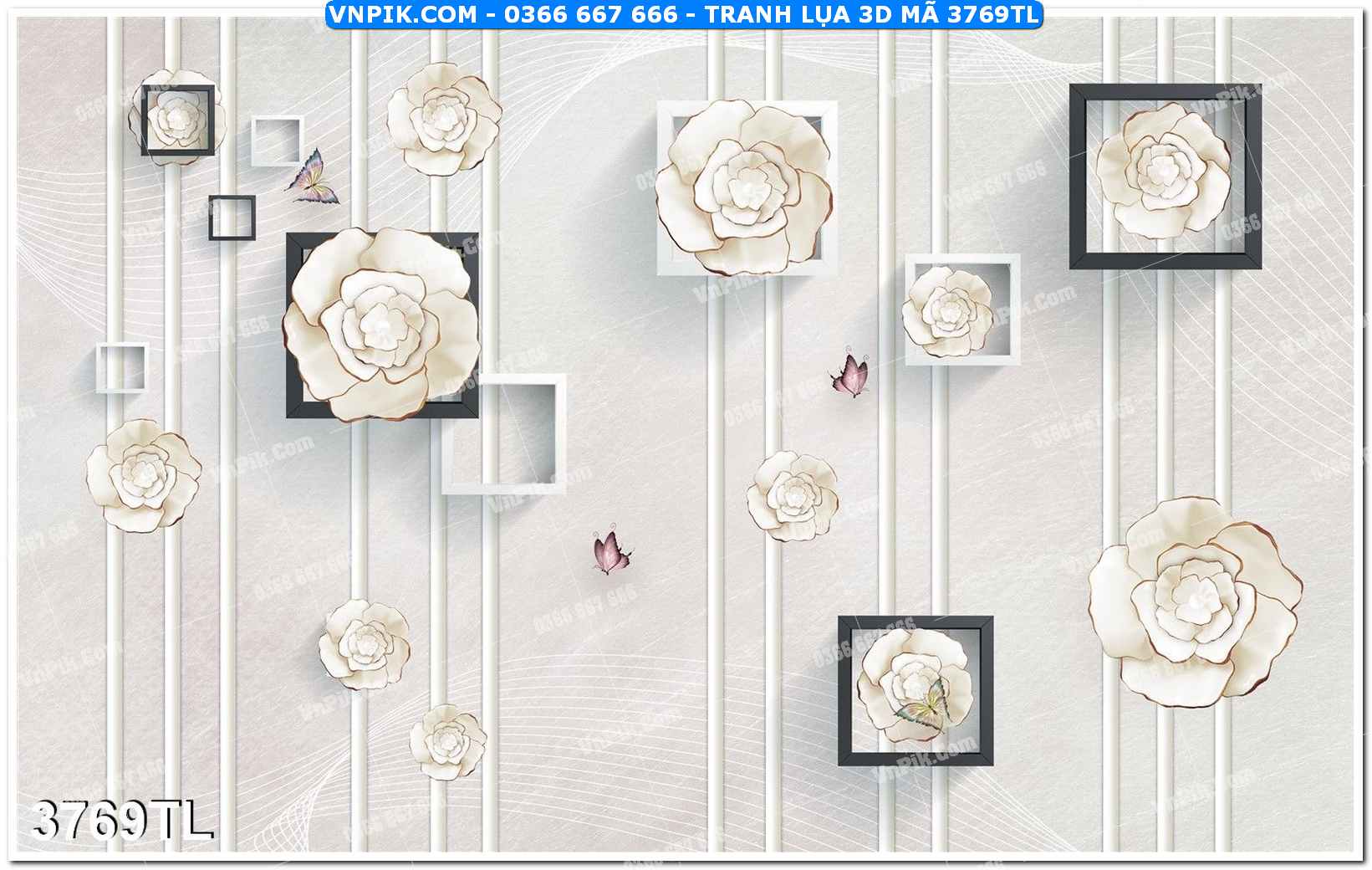 Tranh lụa 3D – Tranh trang trí dán tường 3769TL