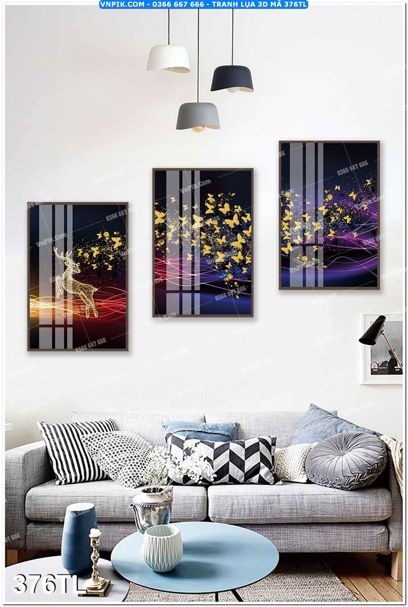 Tranh lụa 3D – Tranh trang trí dán tường 376TL