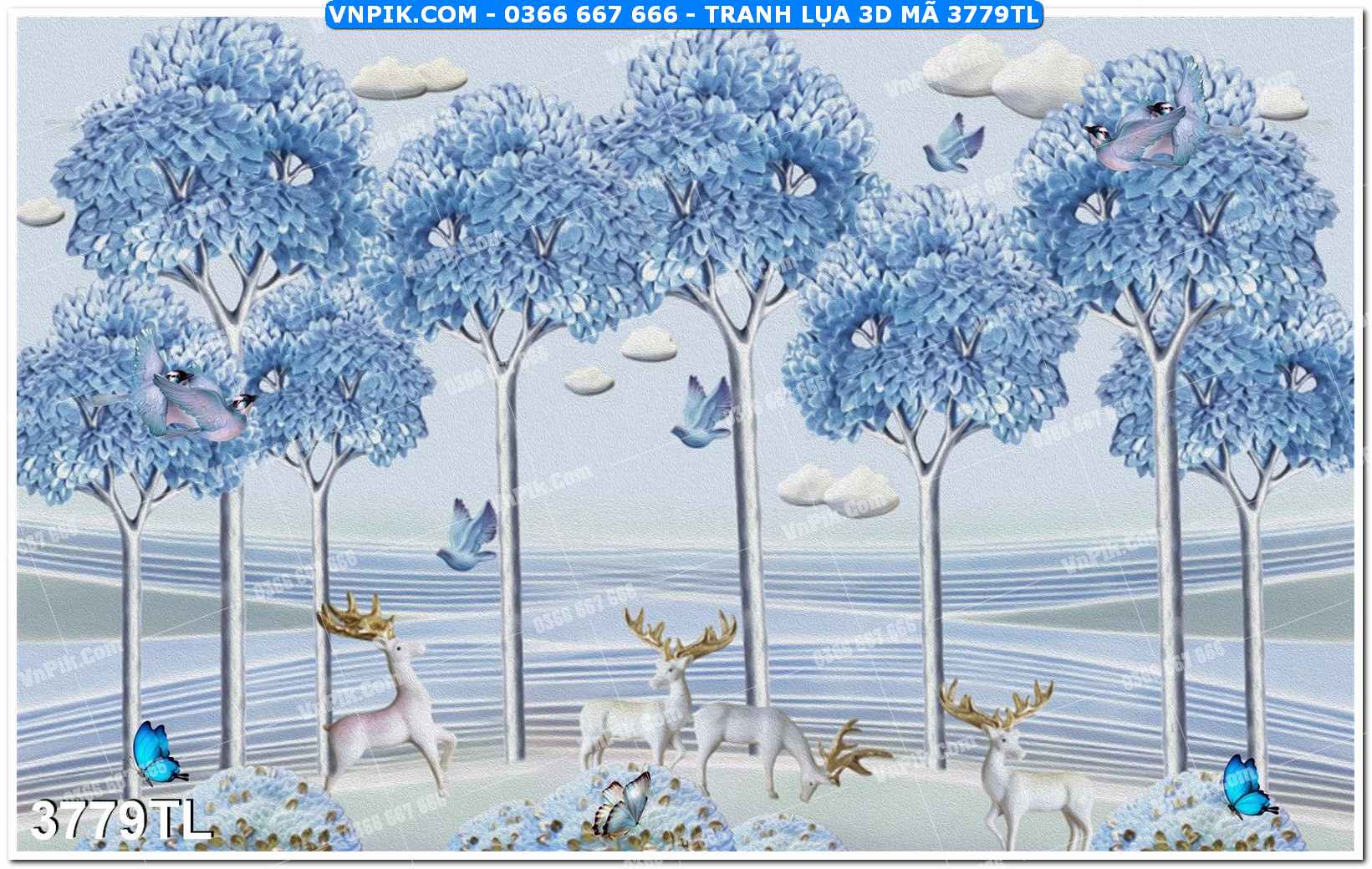 Tranh lụa 3D – Tranh trang trí dán tường 3779TL