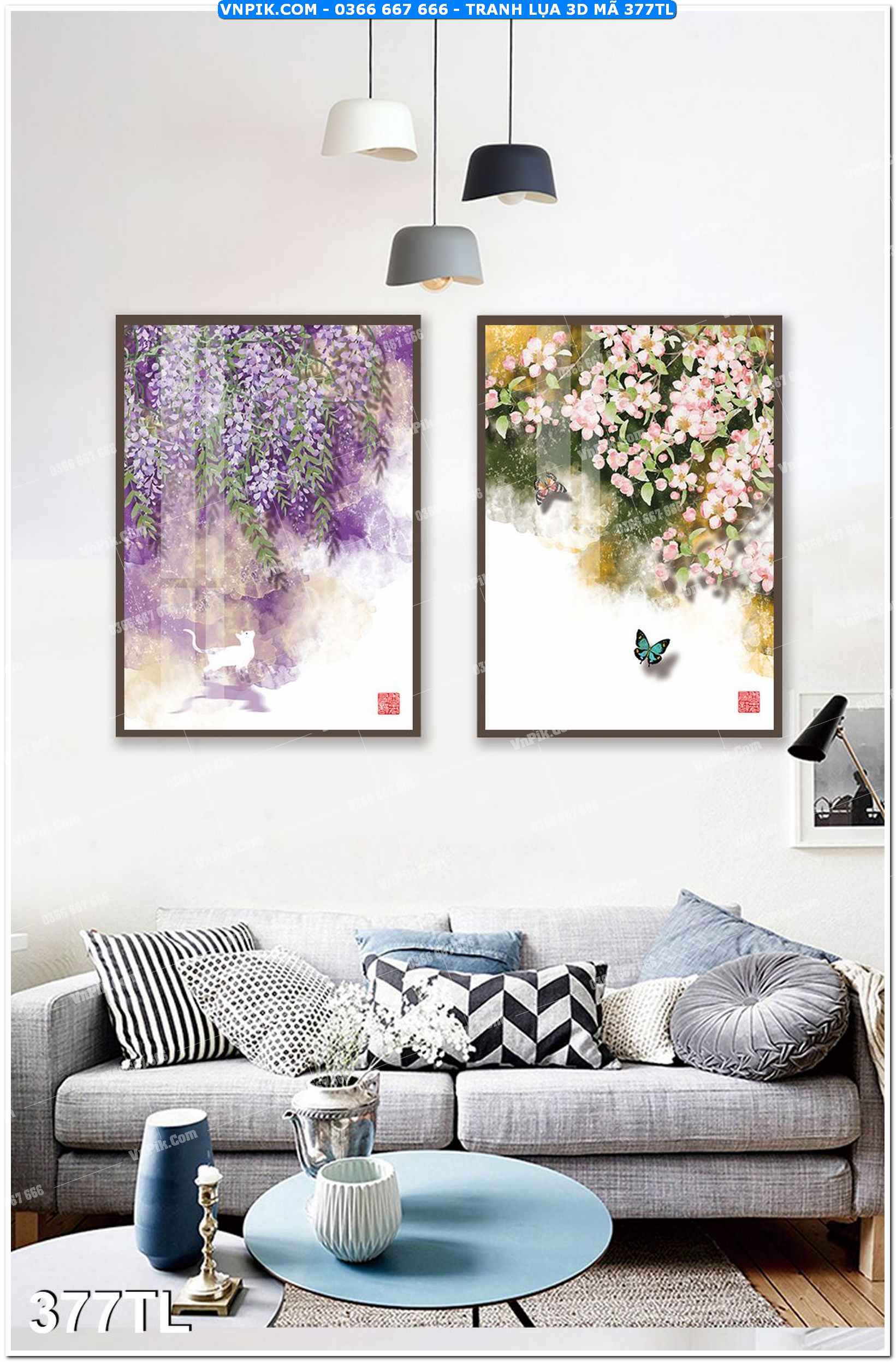 Tranh lụa 3D – Tranh trang trí dán tường 377TL