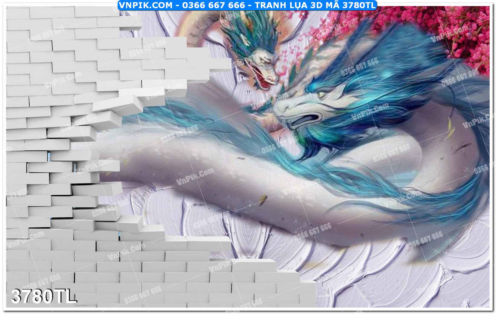 Tranh lụa 3D – Tranh trang trí dán tường 3780TL