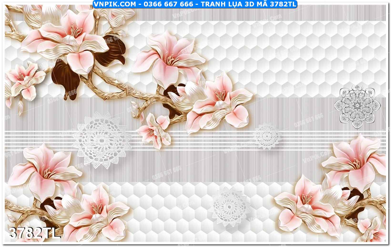 Tranh lụa 3D – Tranh trang trí dán tường 3782TL