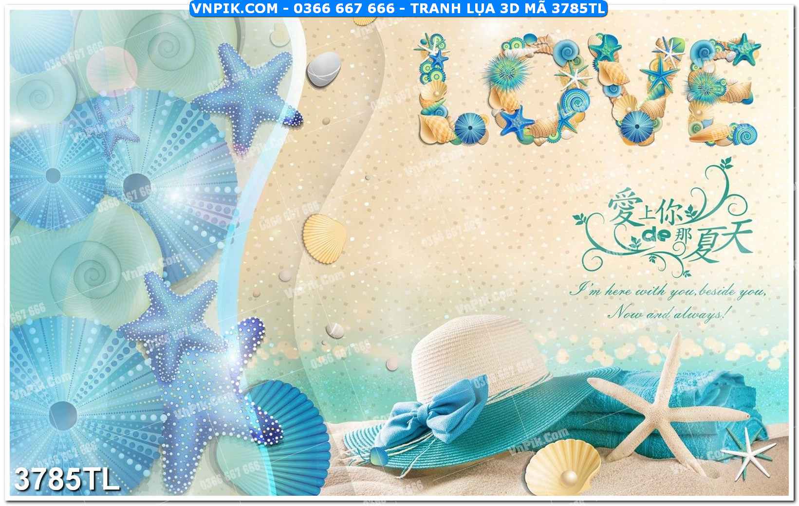 Tranh lụa 3D – Tranh trang trí dán tường 3785TL