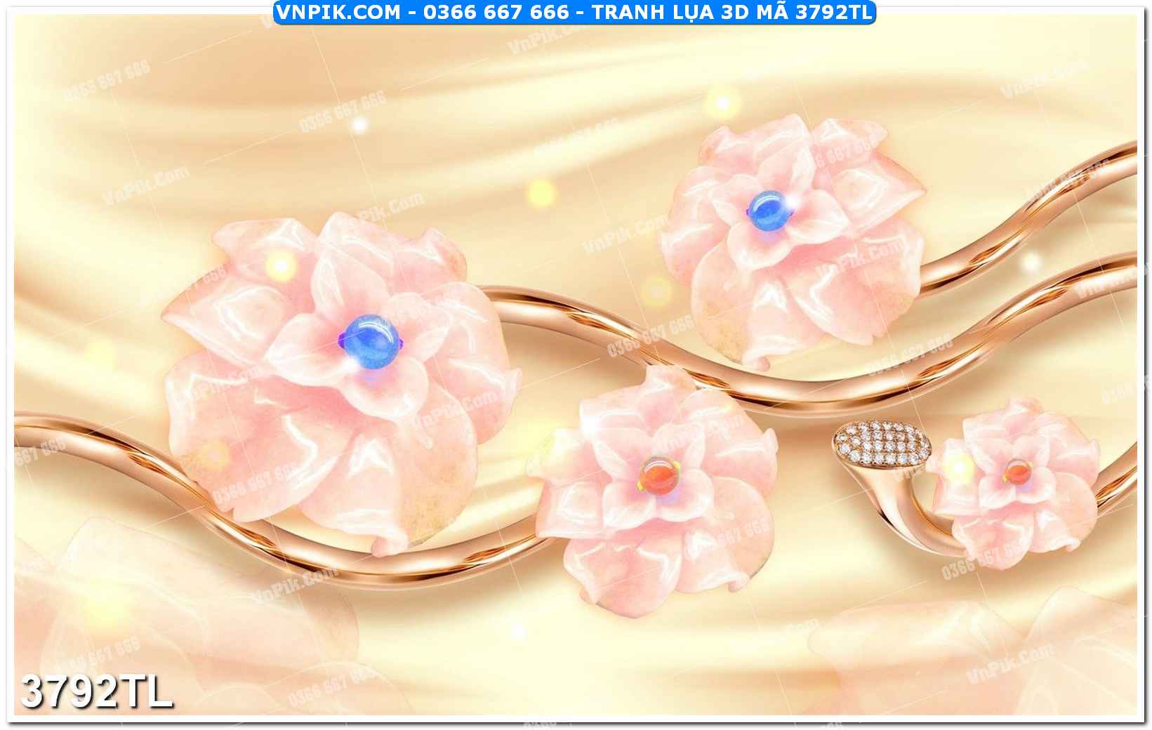 Tranh lụa 3D – Tranh trang trí dán tường 3792TL