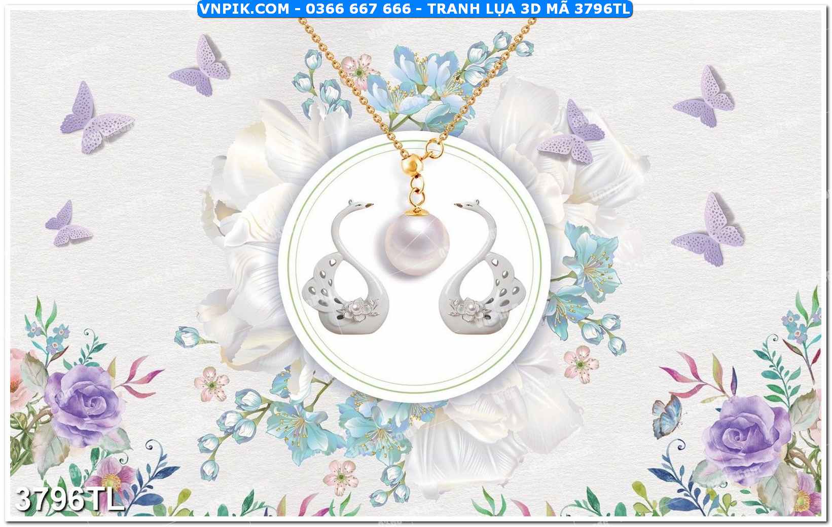 Tranh lụa 3D – Tranh trang trí dán tường 3796TL