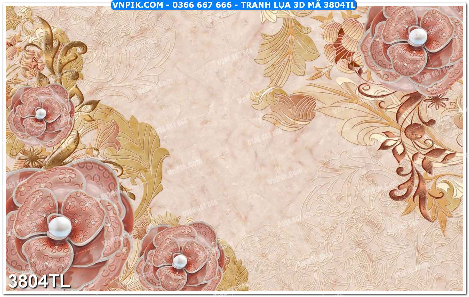 Tranh lụa 3D – Tranh trang trí dán tường 3804TL