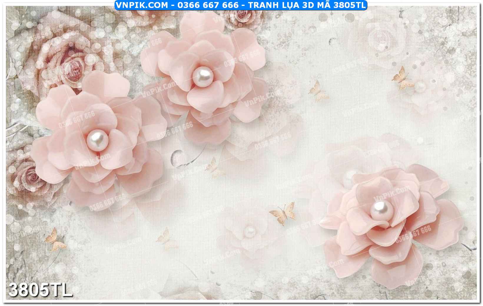 Tranh lụa 3D – Tranh trang trí dán tường 3805TL