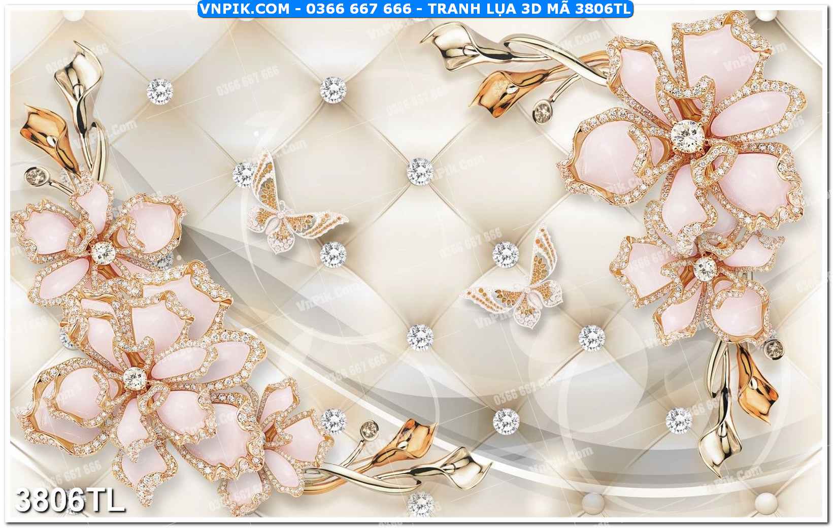 Tranh lụa 3D – Tranh trang trí dán tường 3806TL