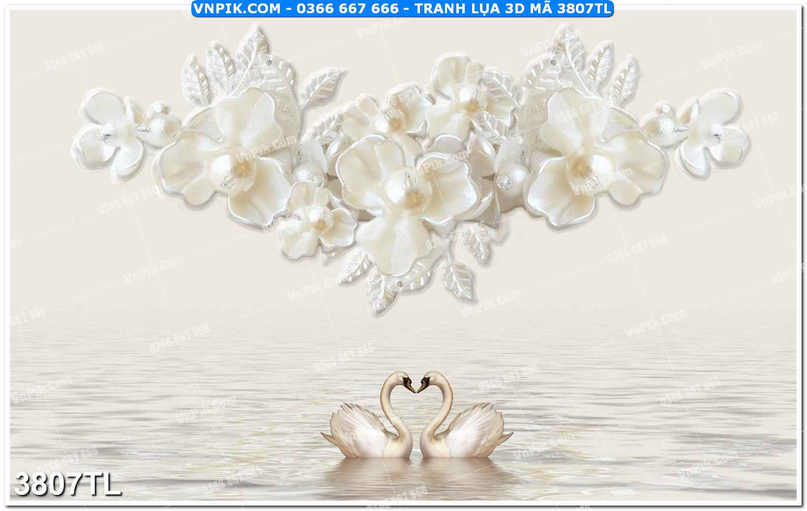 Tranh lụa 3D – Tranh trang trí dán tường 3807TL