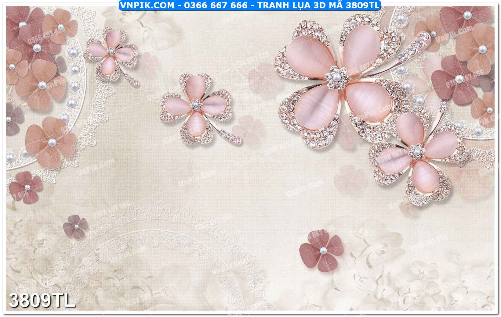 Tranh lụa 3D – Tranh trang trí dán tường 3809TL