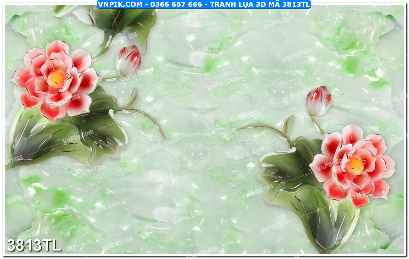 Tranh lụa 3D – Tranh trang trí dán tường 3813TL