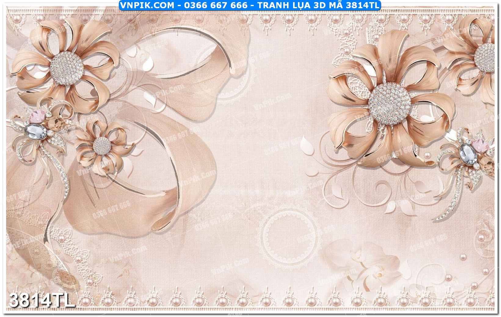 Tranh lụa 3D – Tranh trang trí dán tường 3814TL