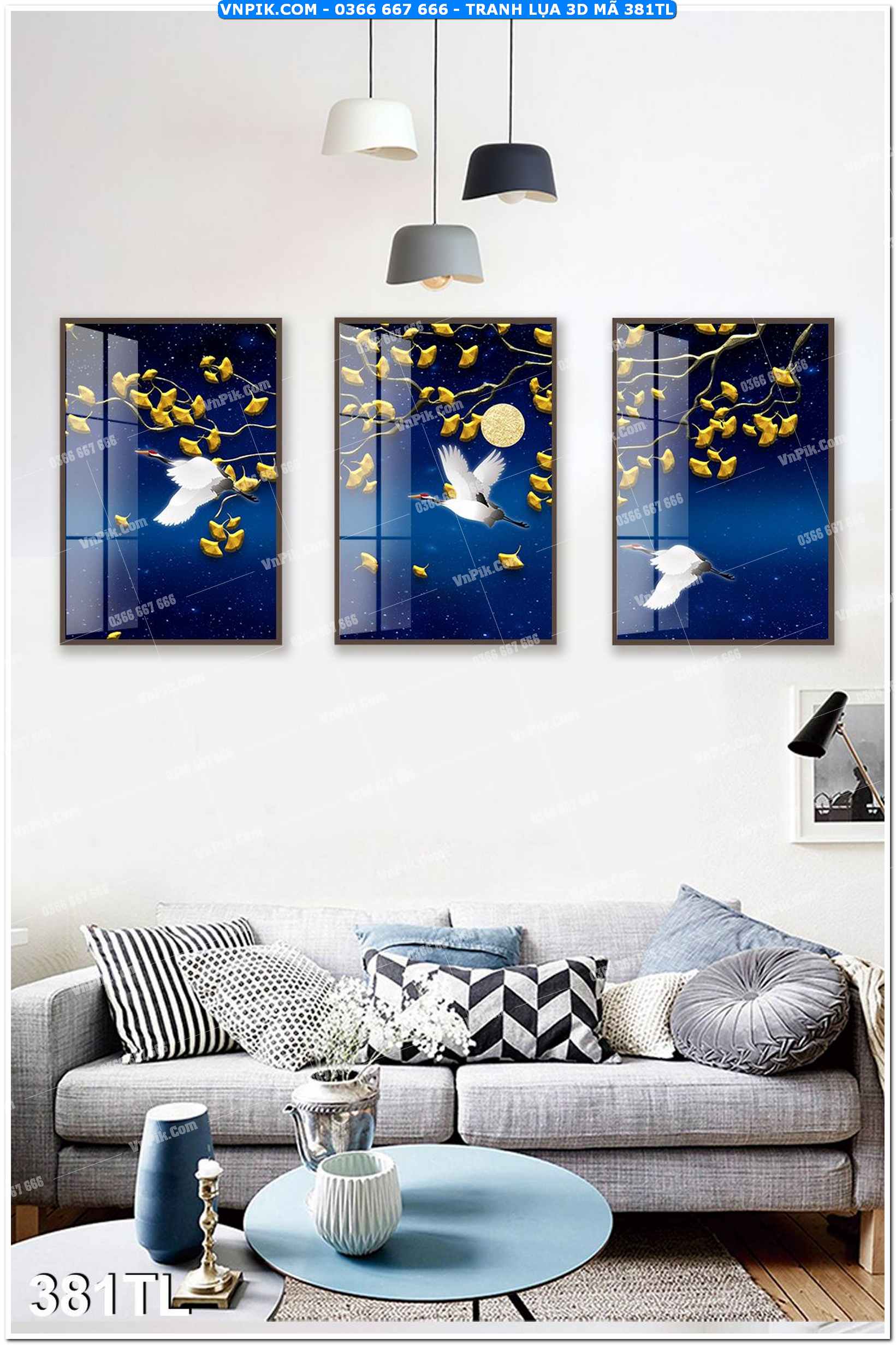 Tranh lụa 3D – Tranh trang trí dán tường 381TL
