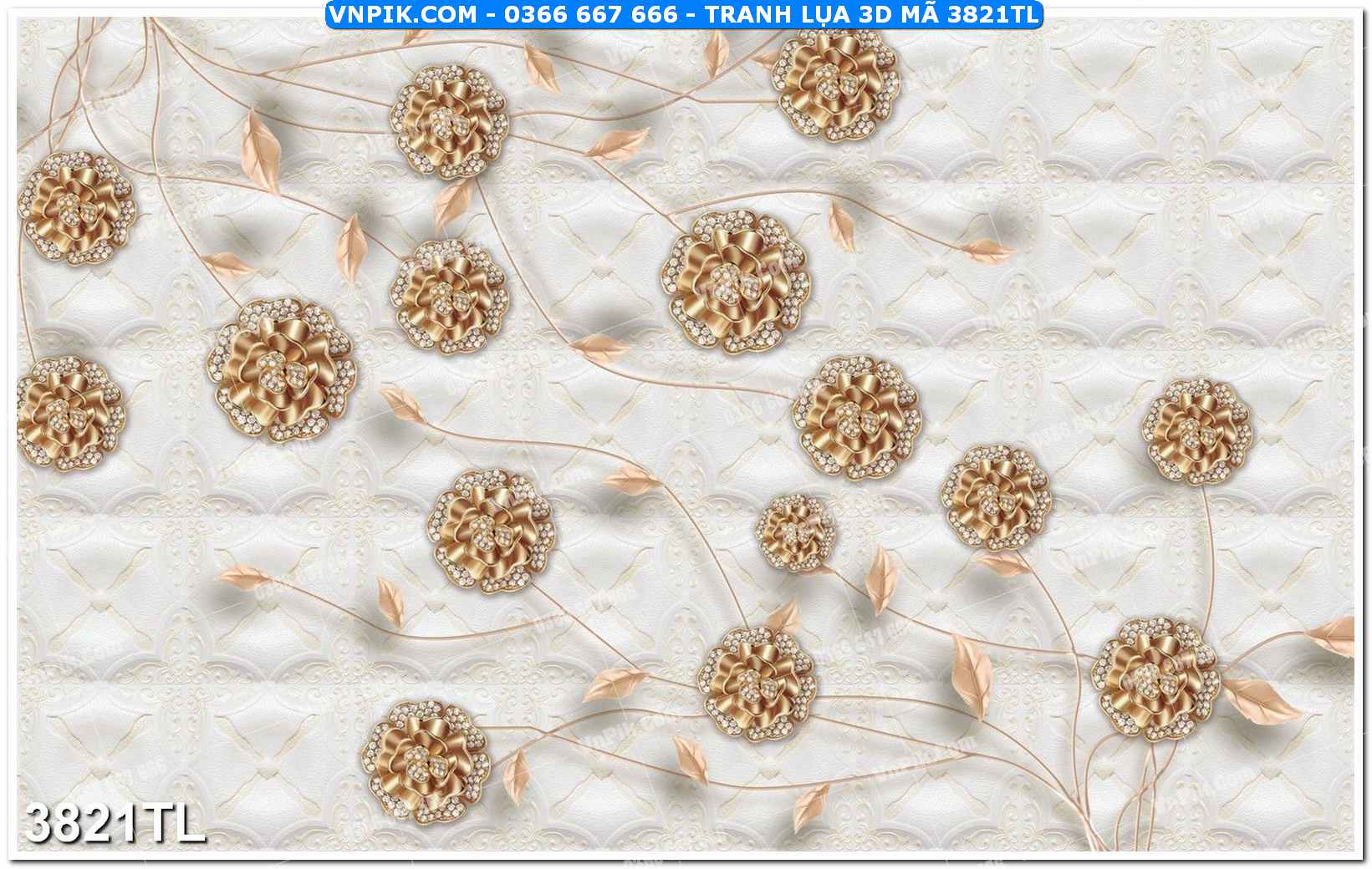 Tranh lụa 3D – Tranh trang trí dán tường 3821TL