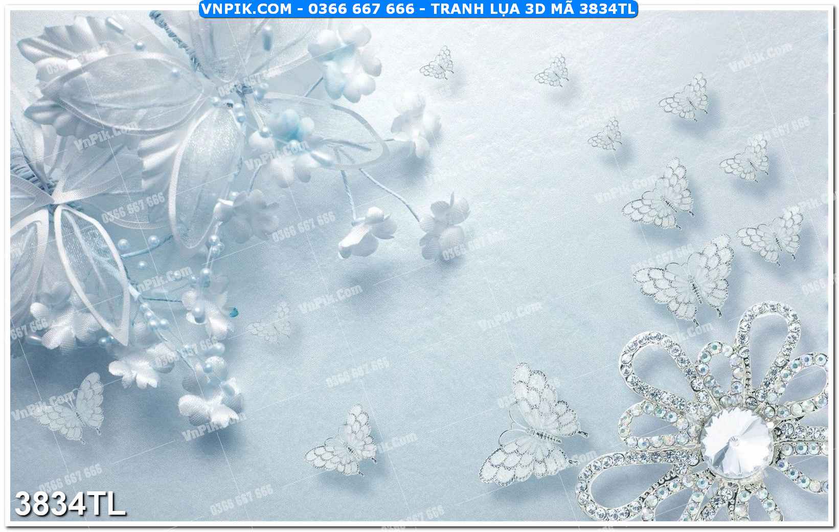 Tranh lụa 3D – Tranh trang trí dán tường 3834TL