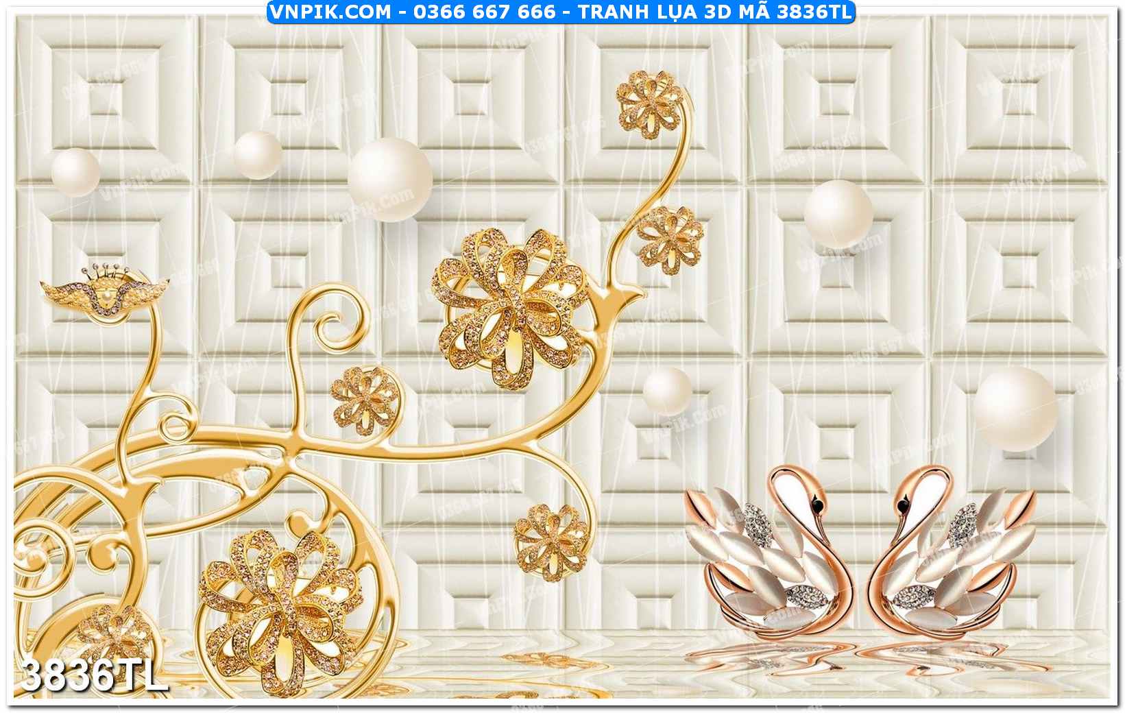 Tranh lụa 3D – Tranh trang trí dán tường 3836TL