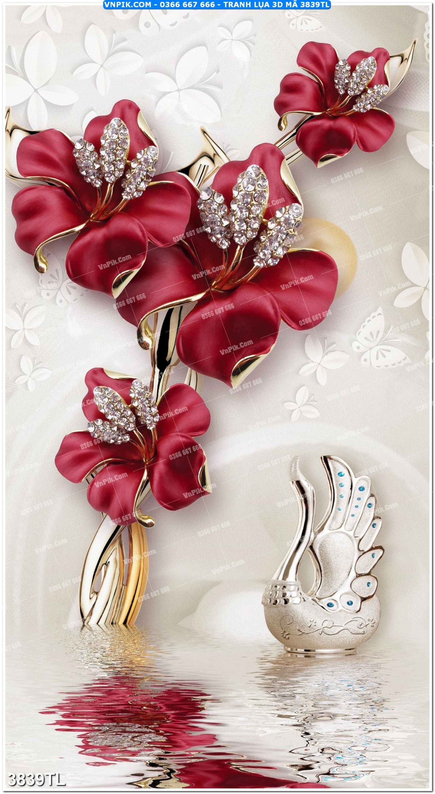 Tranh lụa 3D – Tranh trang trí dán tường 3839TL