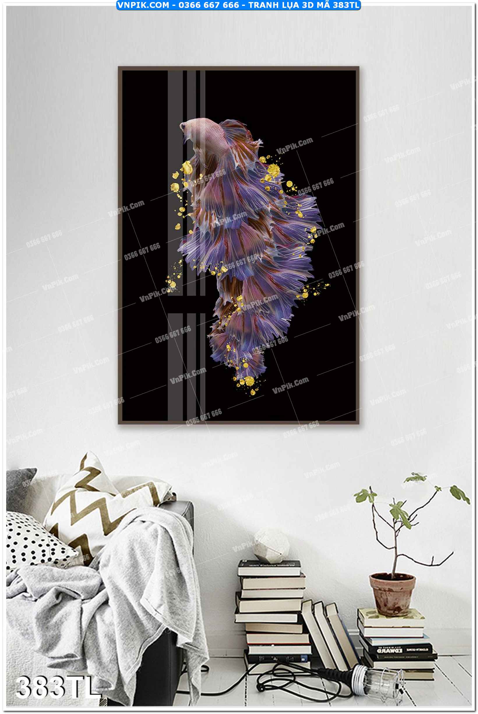Tranh lụa 3D – Tranh trang trí dán tường 383TL
