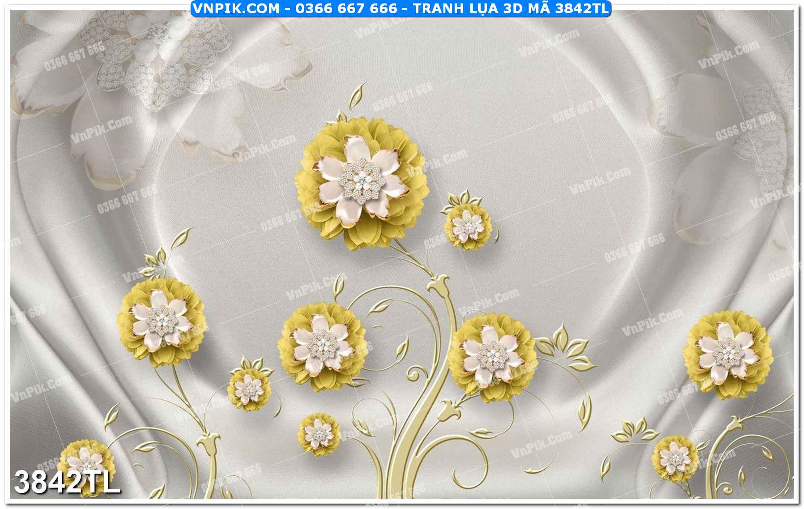 Tranh lụa 3D – Tranh trang trí dán tường 3842TL