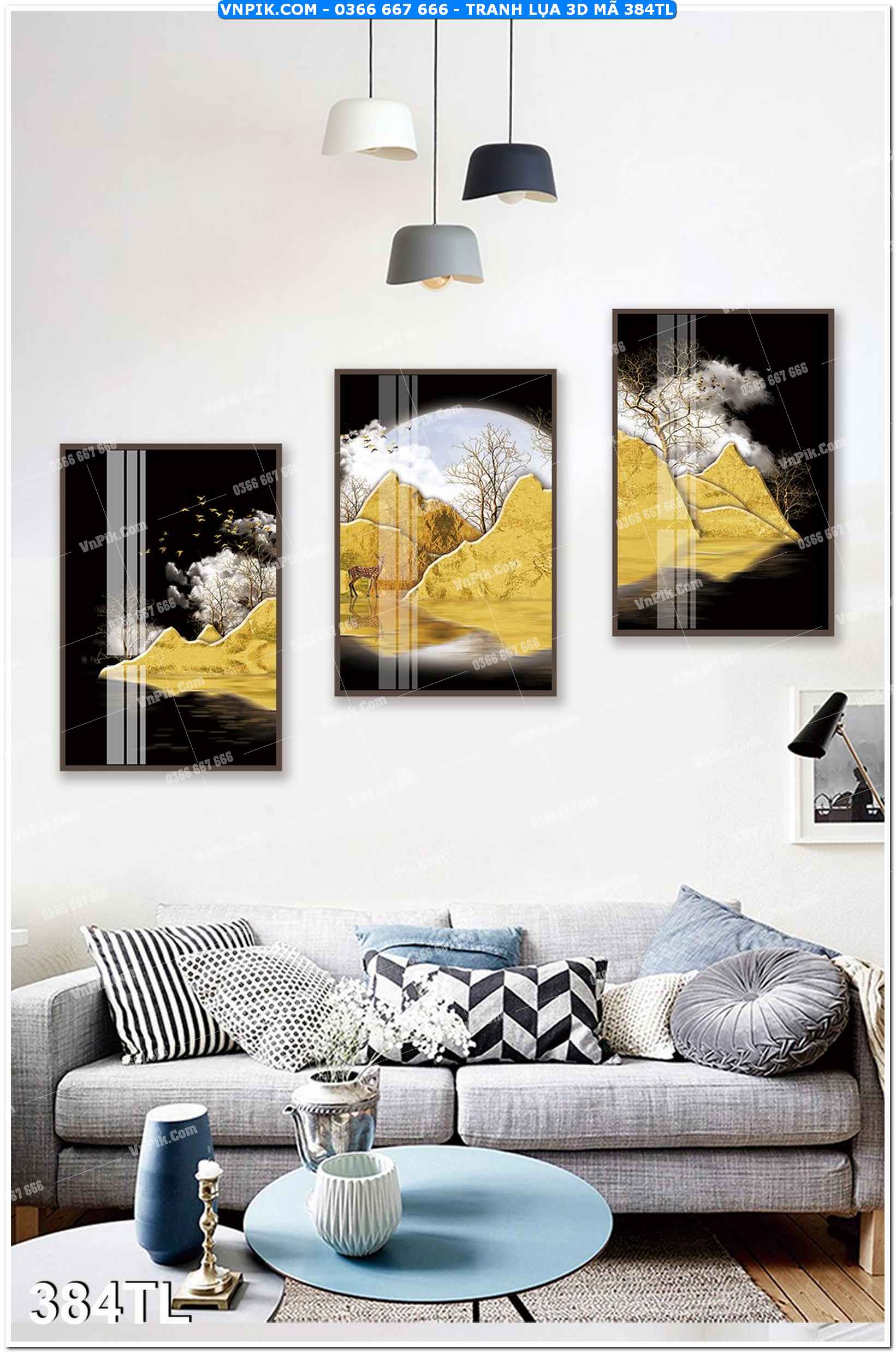 Tranh lụa 3D – Tranh trang trí dán tường 384TL