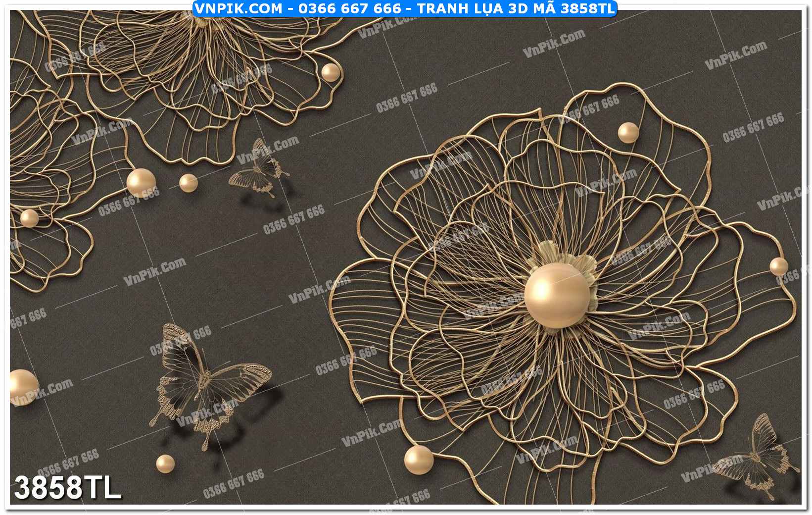 Tranh lụa 3D – Tranh trang trí dán tường 3858TL