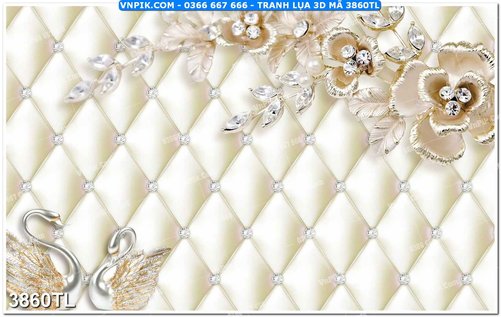 Tranh lụa 3D – Tranh trang trí dán tường 3860TL