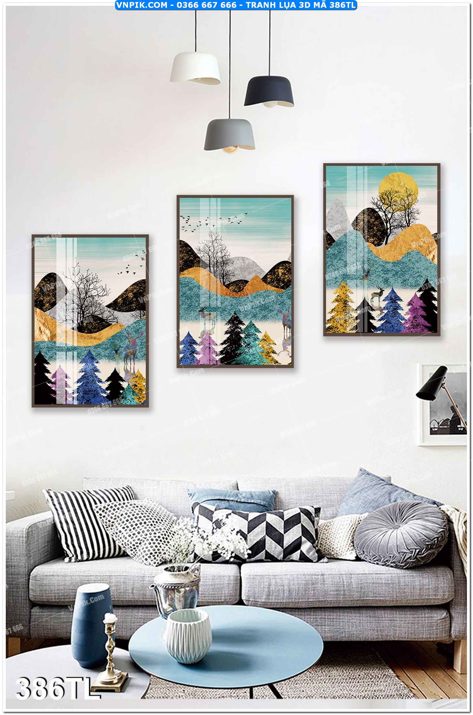 Tranh lụa 3D – Tranh trang trí dán tường 386TL