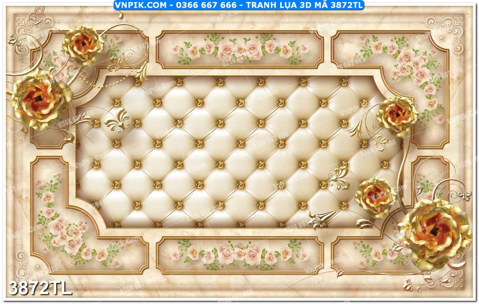 Tranh lụa 3D – Tranh trang trí dán tường 3872TL