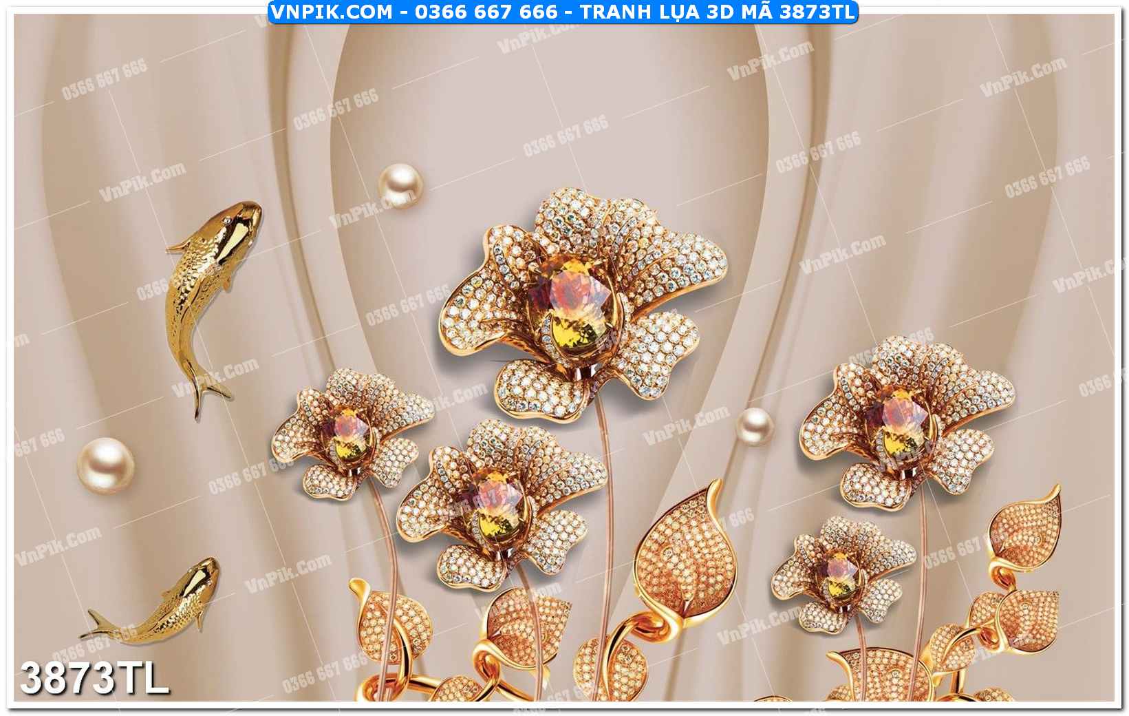 Tranh lụa 3D – Tranh trang trí dán tường 3873TL