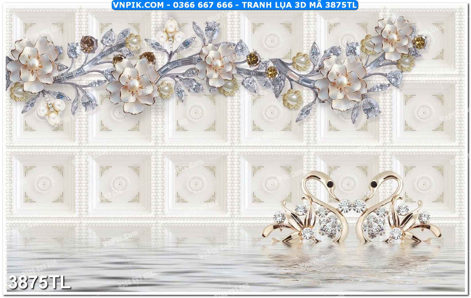 Tranh lụa 3D – Tranh trang trí dán tường 3875TL