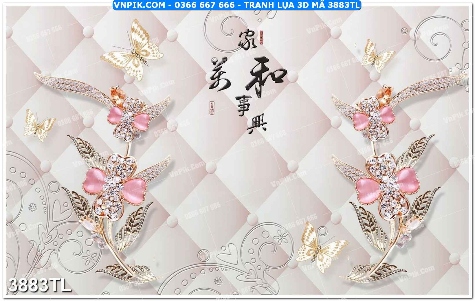 Tranh lụa 3D – Tranh trang trí dán tường 3883TL