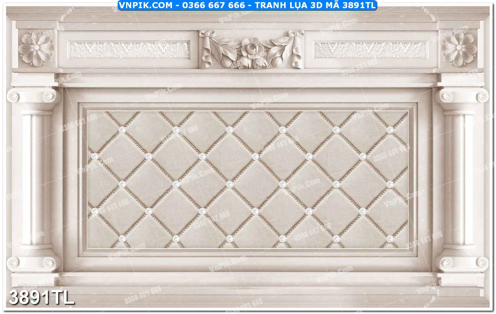 Tranh lụa 3D – Tranh trang trí dán tường 3891TL