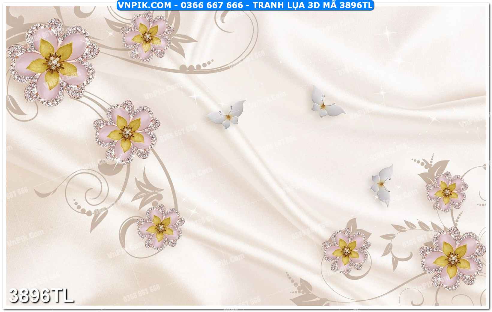 Tranh lụa 3D – Tranh trang trí dán tường 3896TL