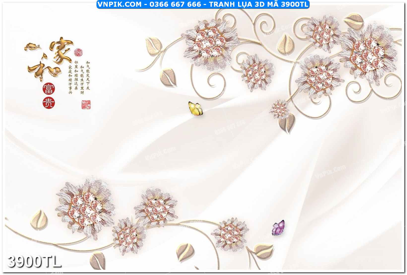 Tranh lụa 3D – Tranh trang trí dán tường 3900TL