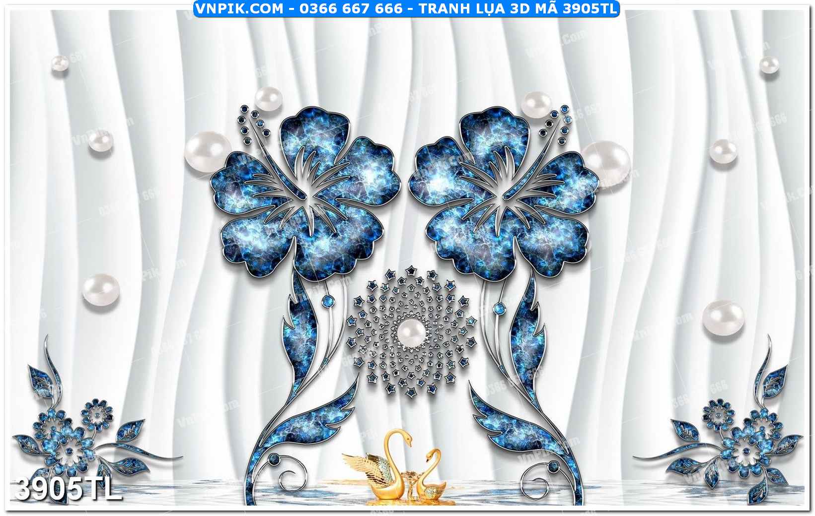 Tranh lụa 3D – Tranh trang trí dán tường 3905TL