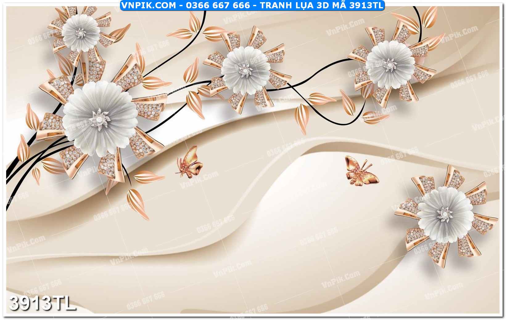 Tranh lụa 3D – Tranh trang trí dán tường 3913TL