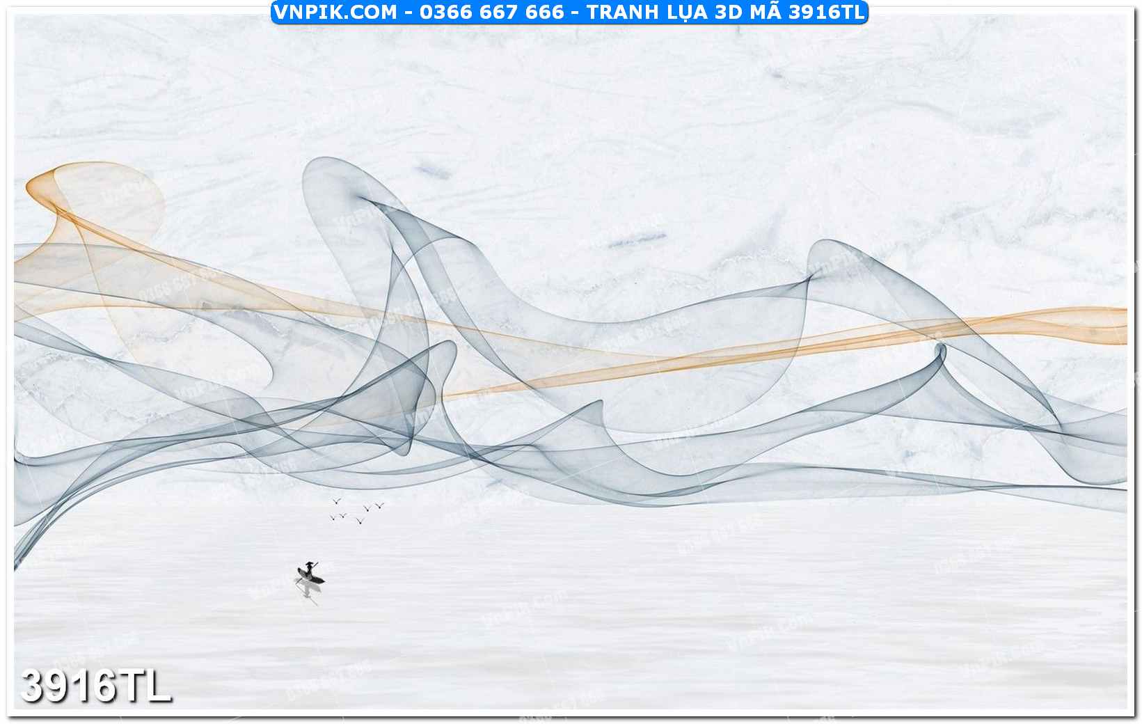 Tranh lụa 3D – Tranh trang trí dán tường 3916TL